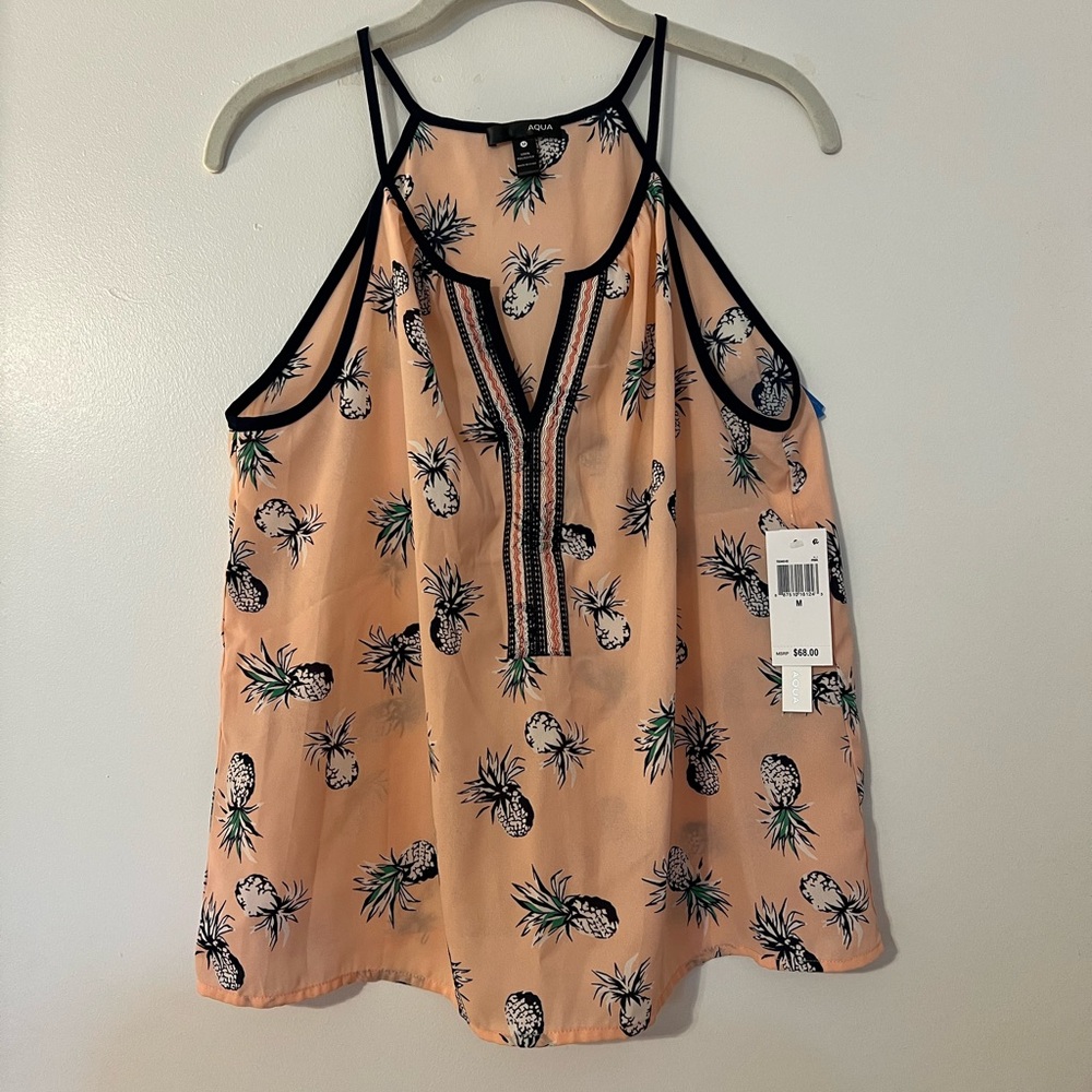 Aqua Peach Pineapple Print Camisole